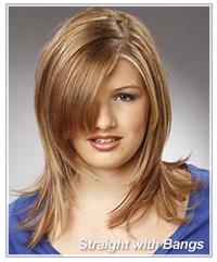 Long straight party hairstyle with bangs